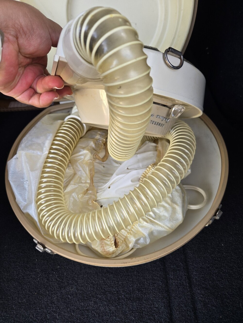 Vintage Women's Hair Dryer Hood with Cream Flexible Hose